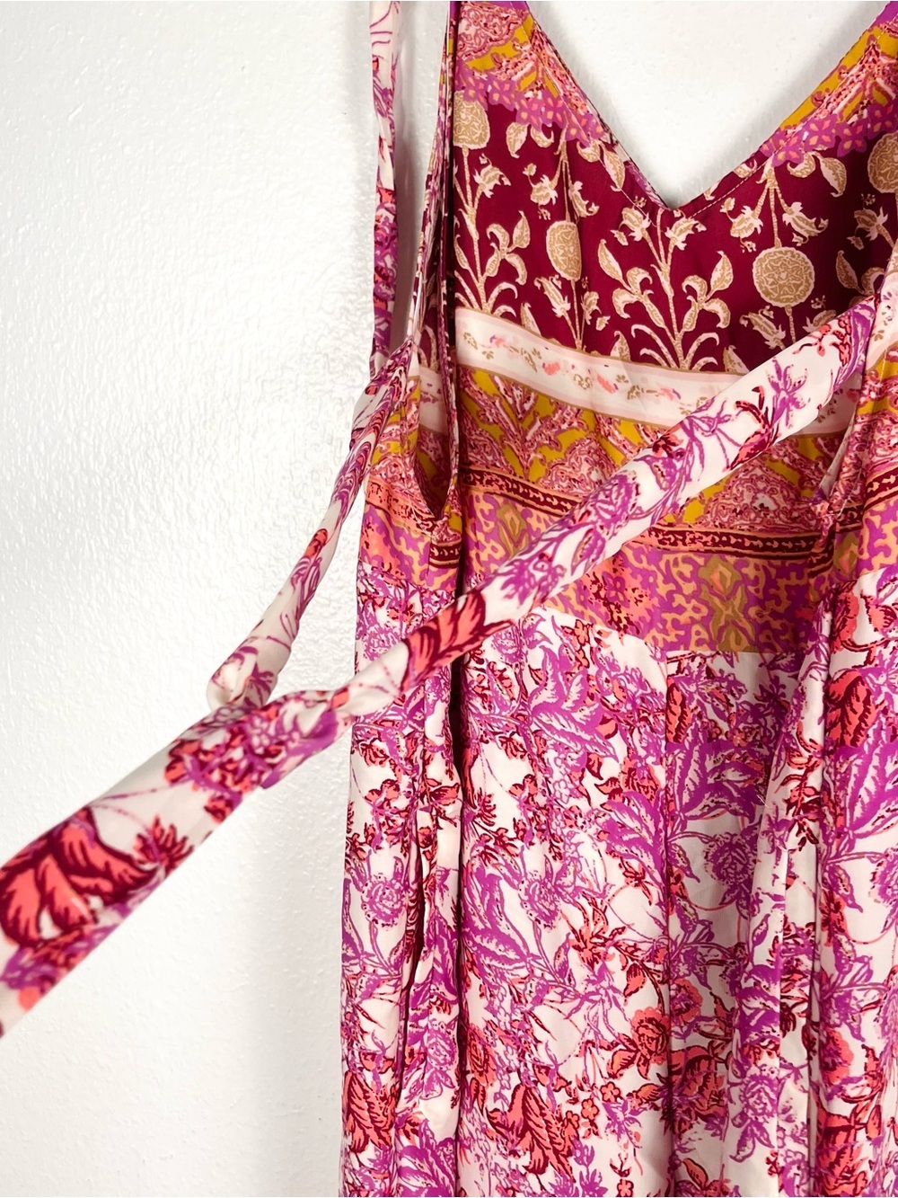 Free People Small Leona Pink & Purple Print Wide Leg Sleeveless Jumpsuit - Picture 4 of 7